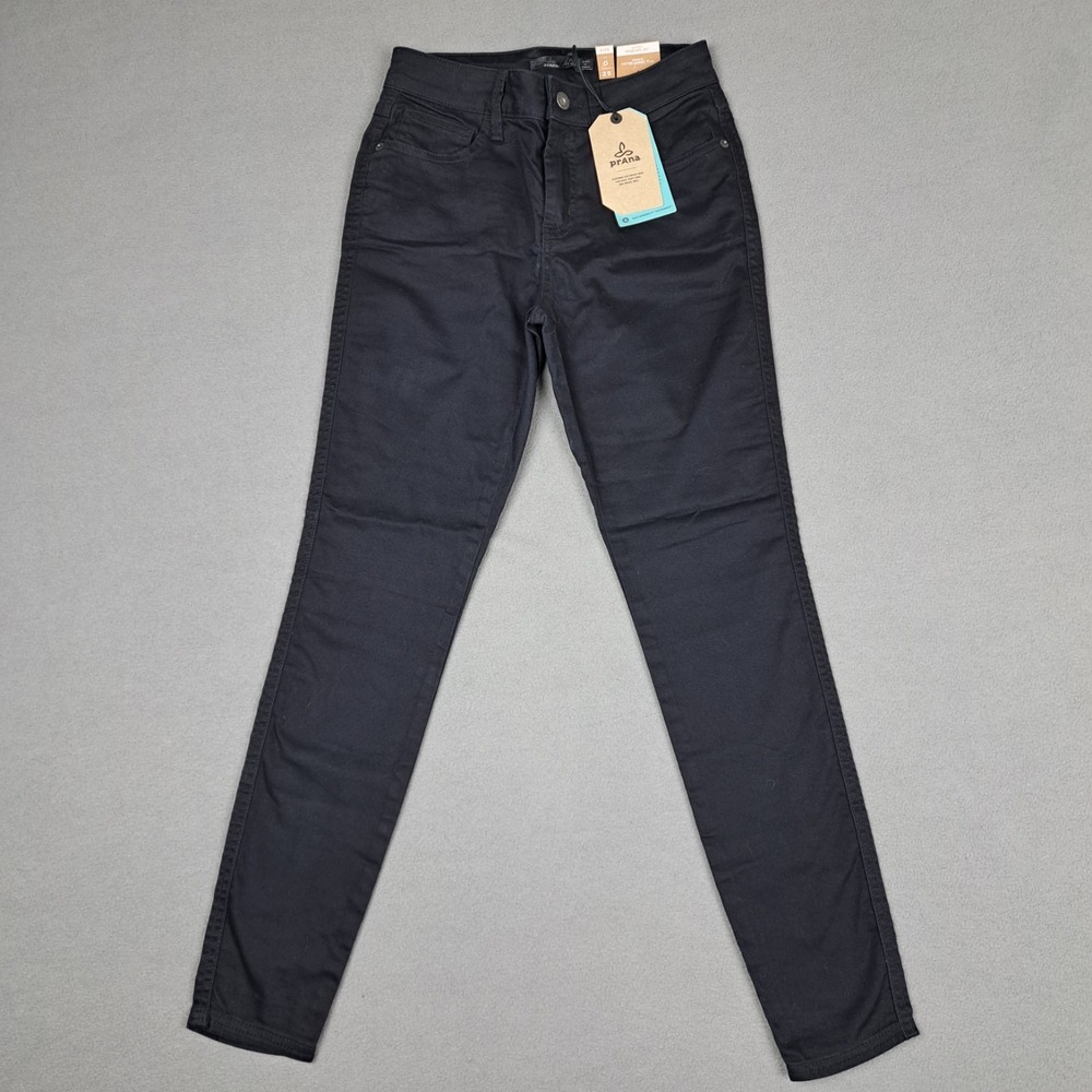 Prana Oday Jeans Womens 25 Black Fitted Taper Leg Stretch Denim 28" Inseam NEW‎